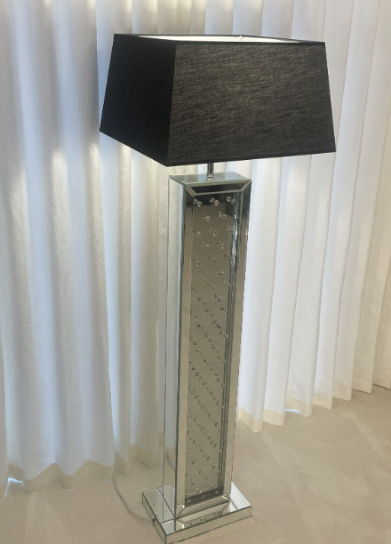 Mirrored, Floating, Crystal Floor Lamp - Home Items Direct