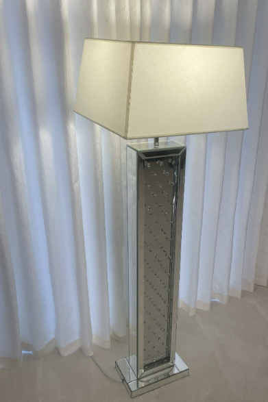 Mirrored, Floating, Crystal Floor Lamp - Home Items Direct