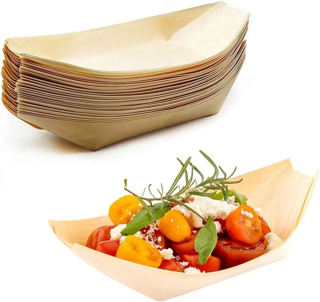 100pcs/Pack Wooden Serving Boats - Home Items Direct