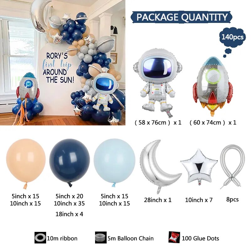 140Pcs Space Balloon Garland - Home Items Direct