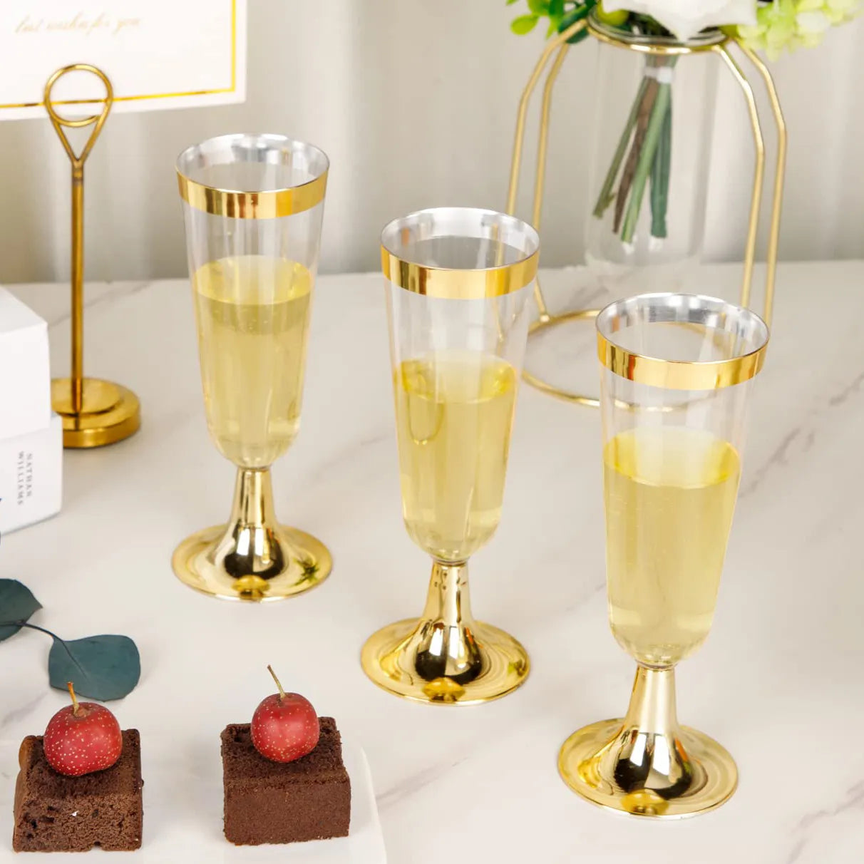 25 Champagne Plastic Flutes - Home Items Direct