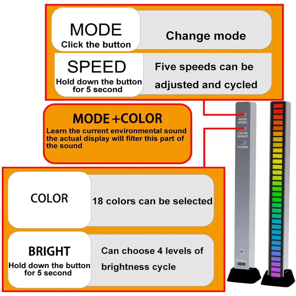 RGB Noise Activated Lights - Home Items Direct