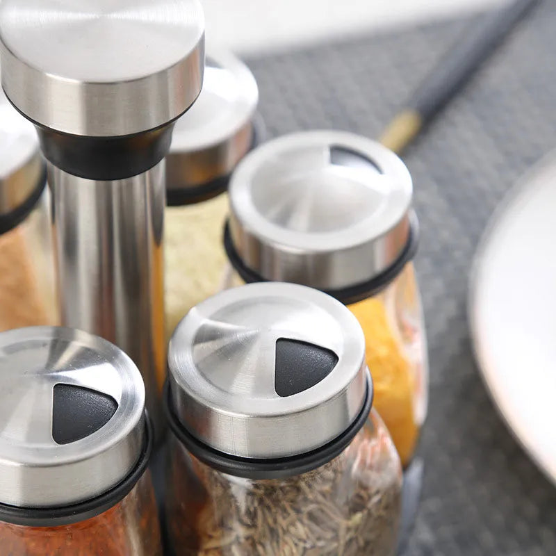 7 Spice Jar Set on Organising Rotating Rack - Home Items Direct