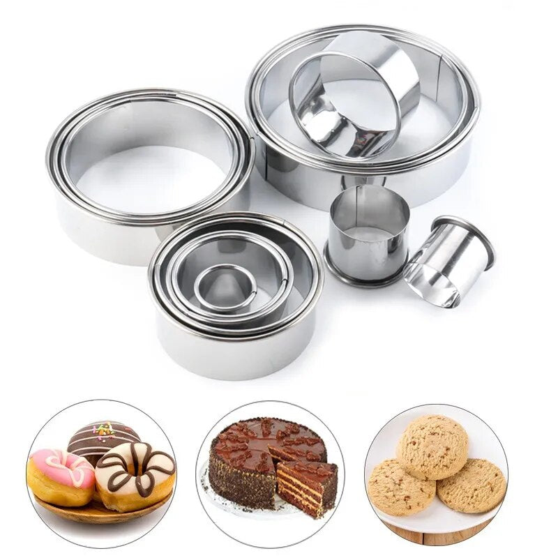 11pcs/Set Stainless Steel Round Cake Mould - Home Items Direct