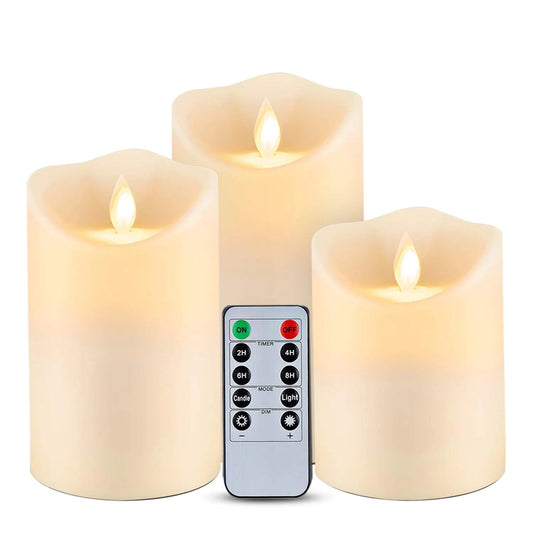 Wax Flickering Candle - Set of 3 - Home Items Direct