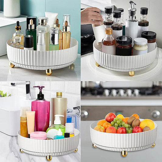 White Rotating Storage Containers - Home Items Direct