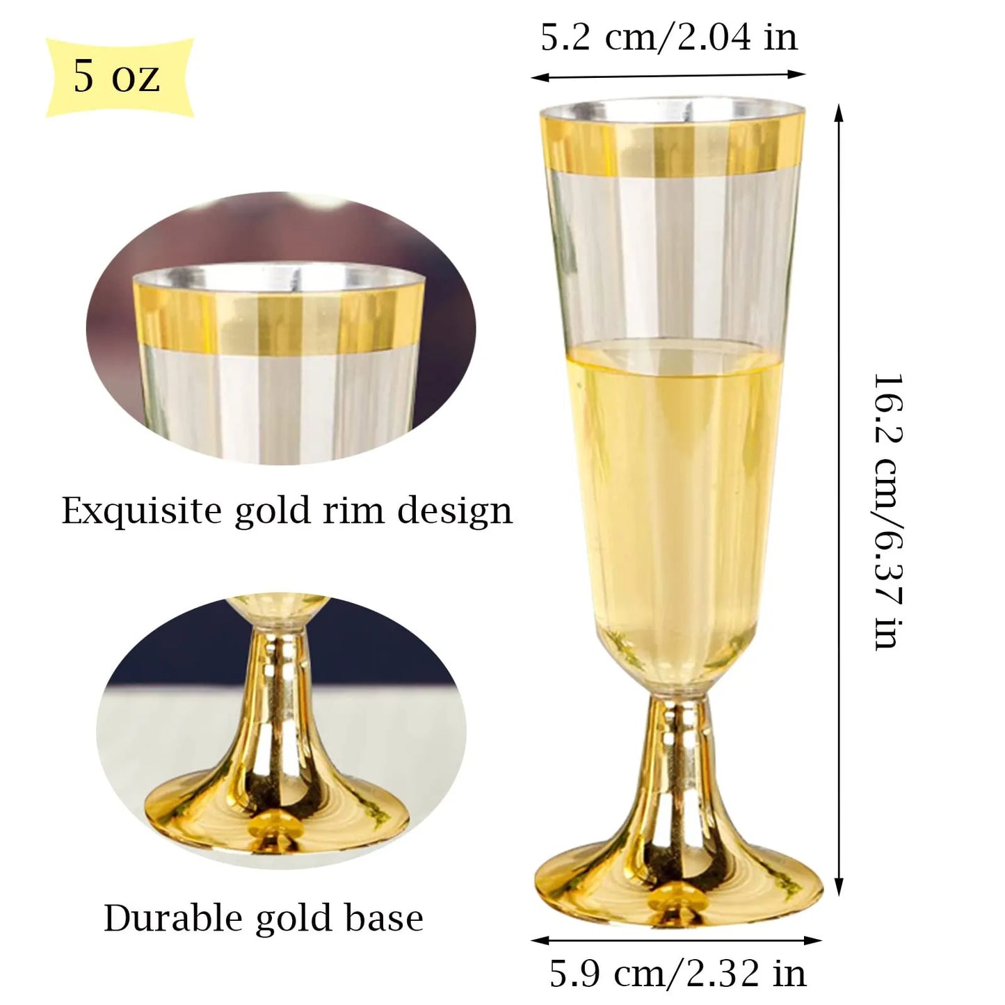 25 Champagne Plastic Flutes - Home Items Direct